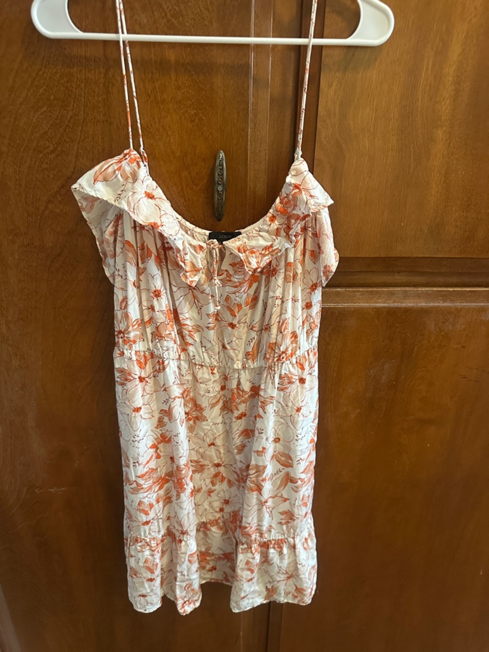J Crew Tiered Mini Dress in Breezy Blooms Ivory Resort Orange XL Retired